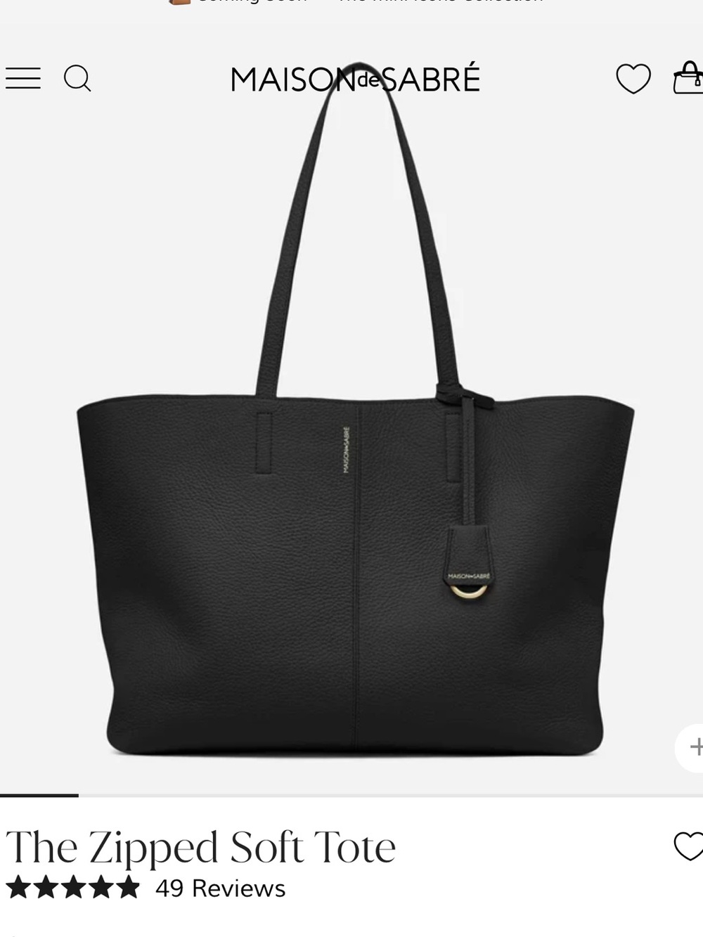 Maison de Sabré Zipped Soft Tote - Black Caviar